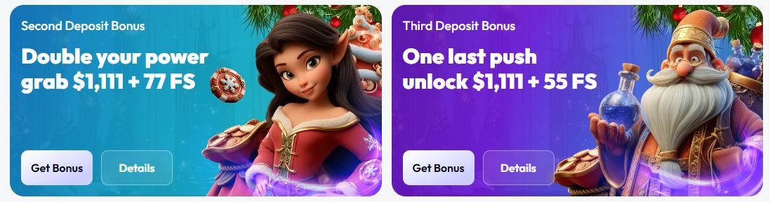 Get second and third deposit bonuses with spins