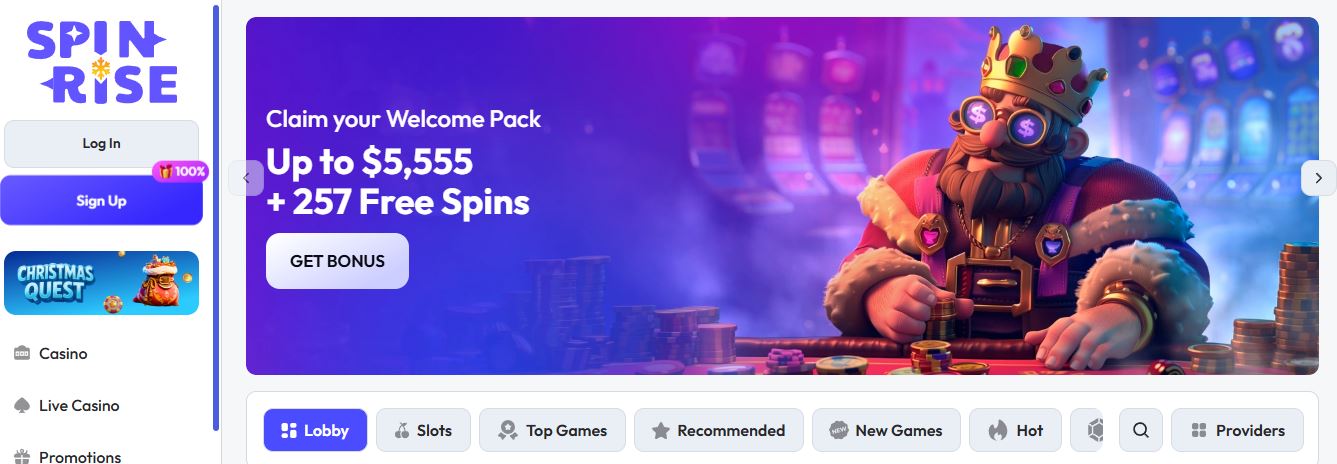 Claim welcome pack with free spins at casino